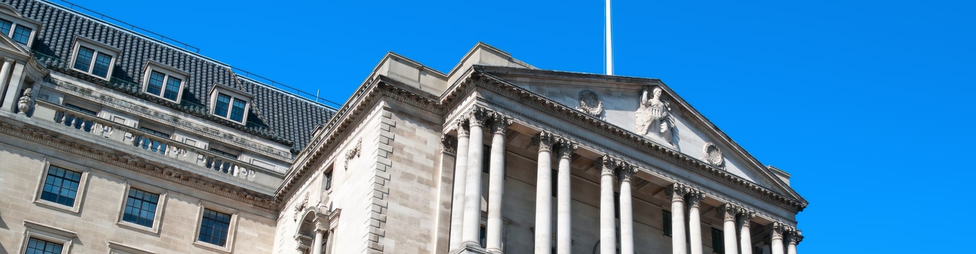 Bright front of the building with many columns