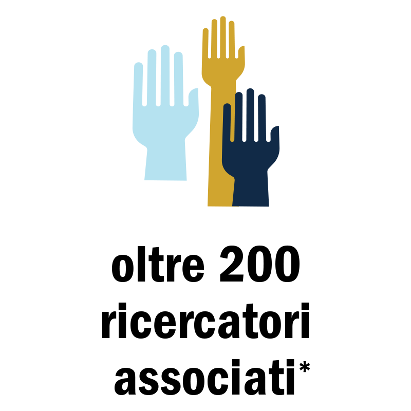 Three colored hands icon