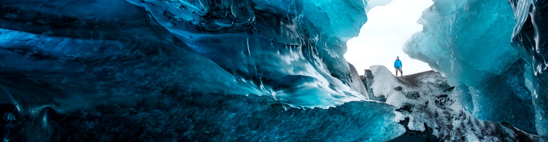 Hiker on glacier