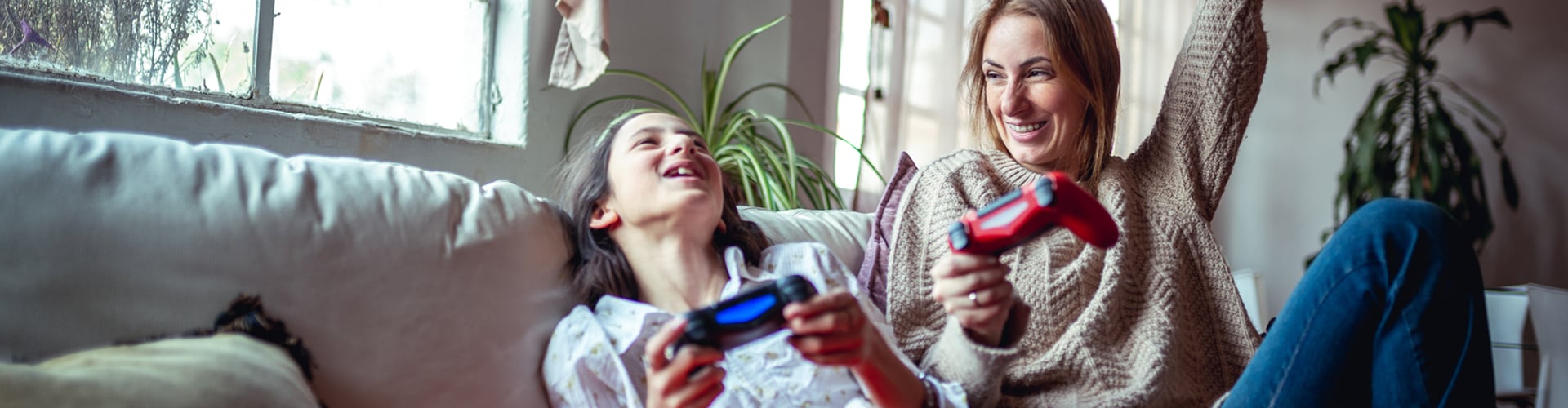 Family playing on console