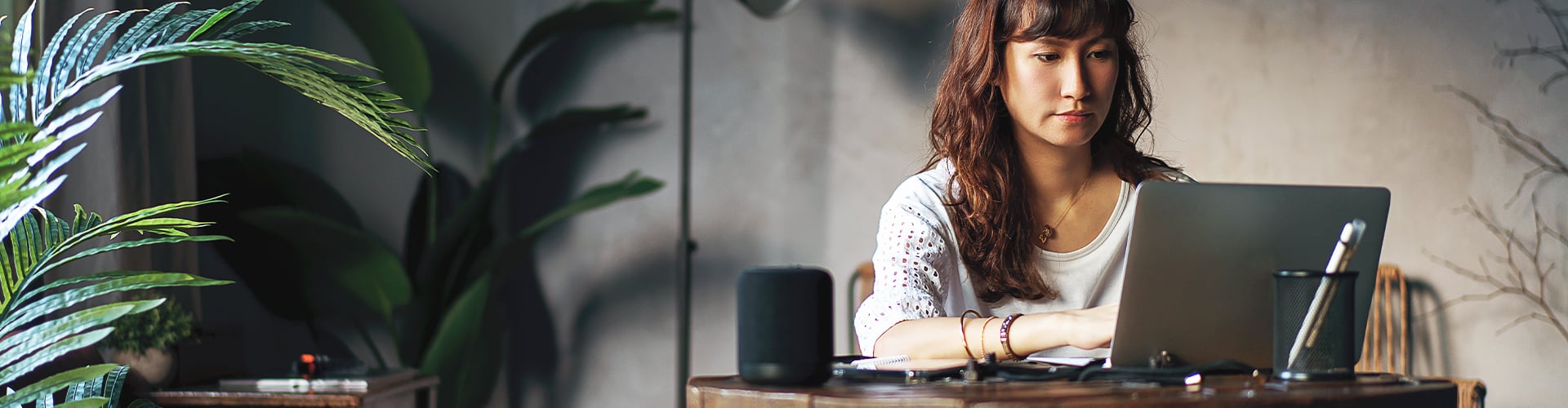 Woman working at laptop
