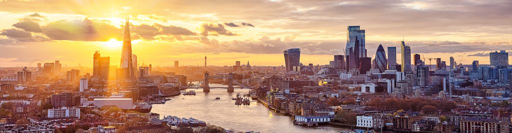 London skyline at sunrise