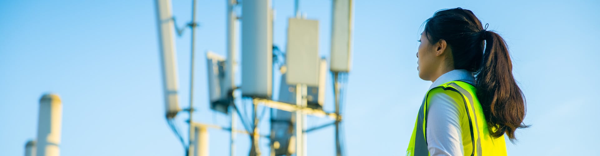 Engineer working at a telecommunications tower