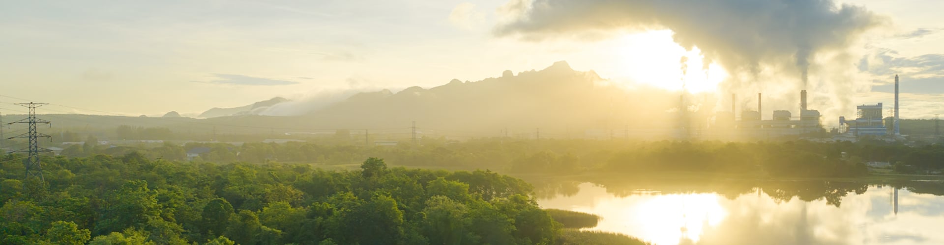 Power plant station next to a nature reserve