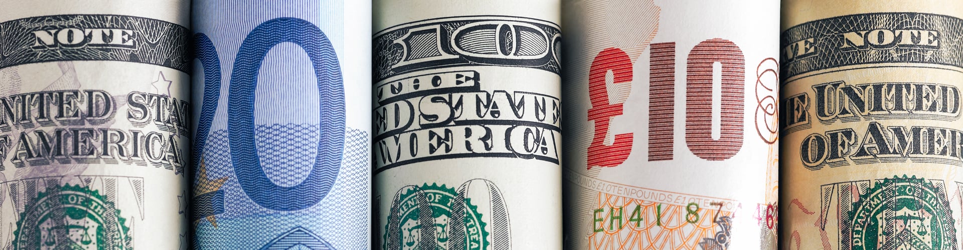 Banknotes Euros Dollars and Sterling
