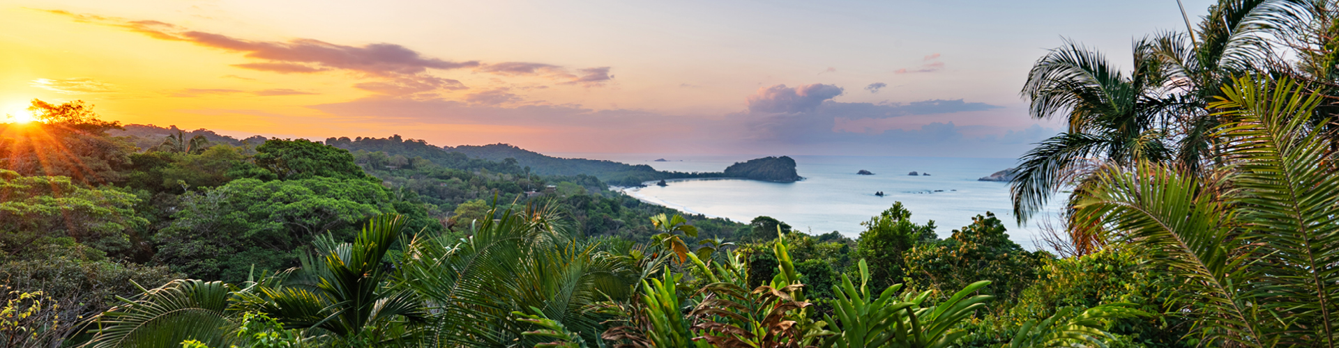 Tropical coastline and sunrise