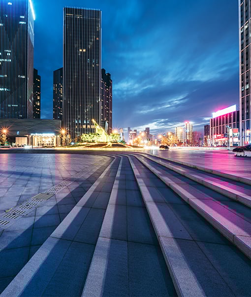 Bright lights in city square