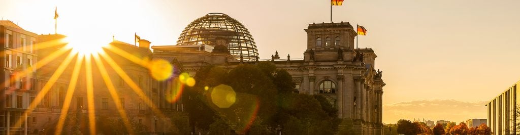 Sunset over German parliament building