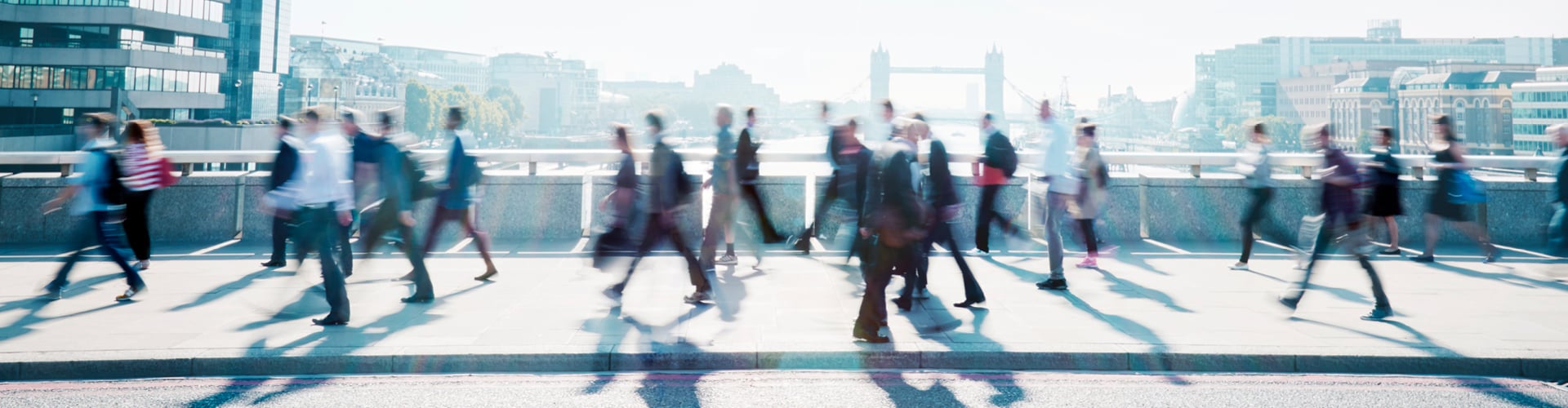 City scene with people walking