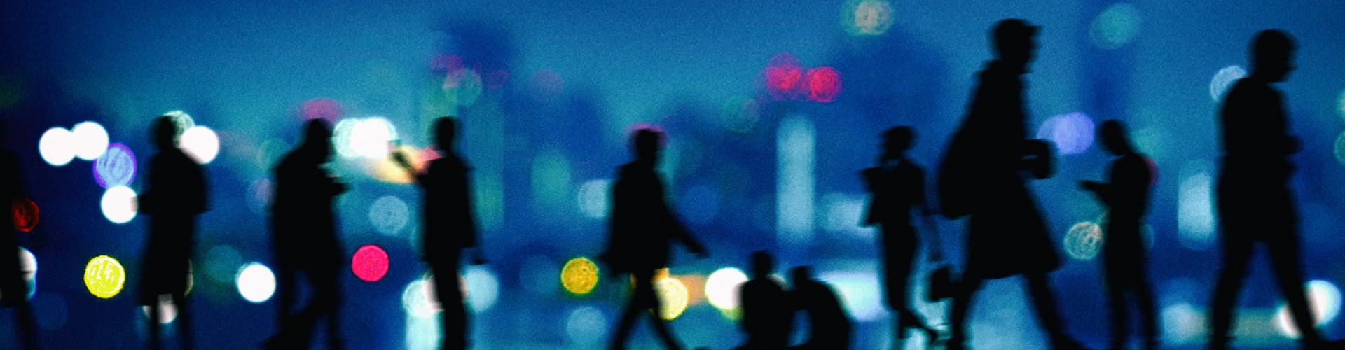 City scene with people walking