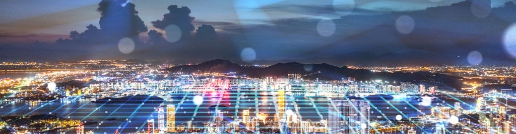City skyline and big data concept