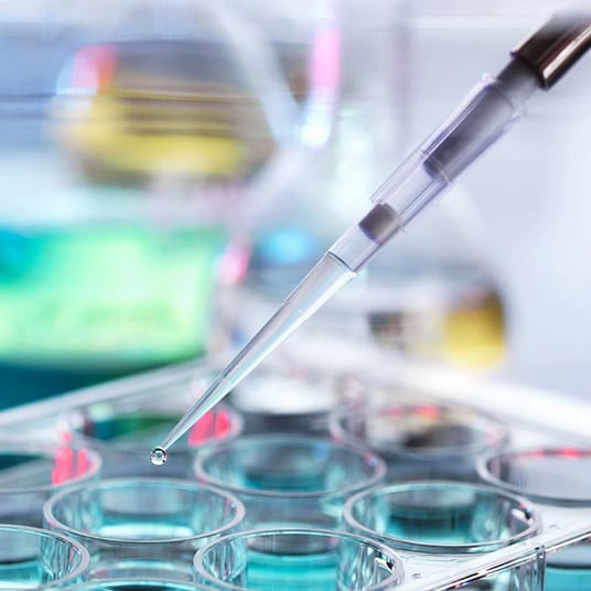 Pipette being squeezed over a jar