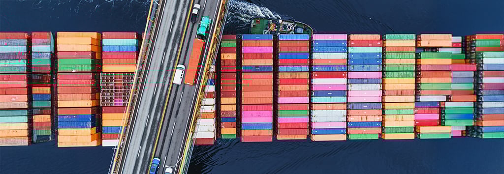 Cargo ship at sea