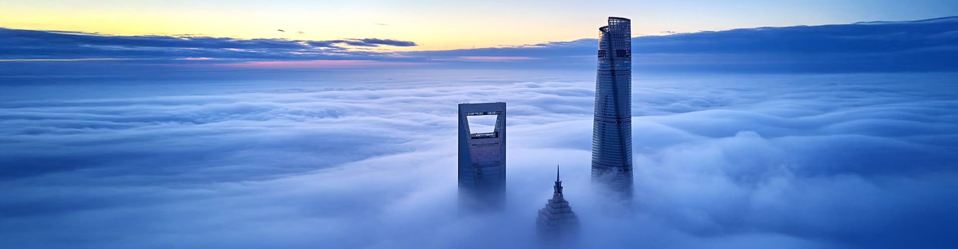 Skyscrapers with clouds 1920x500