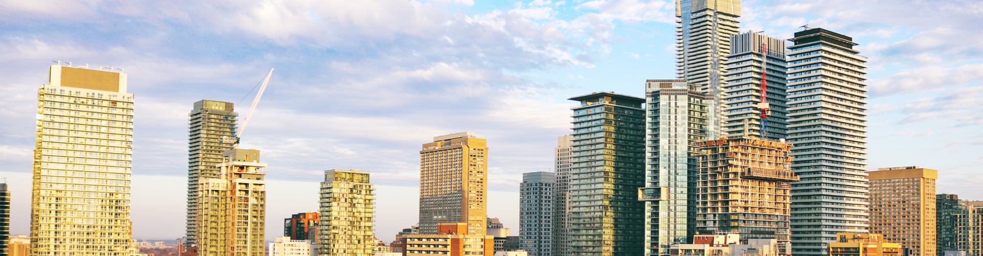 Landscape view of high rise city buildings